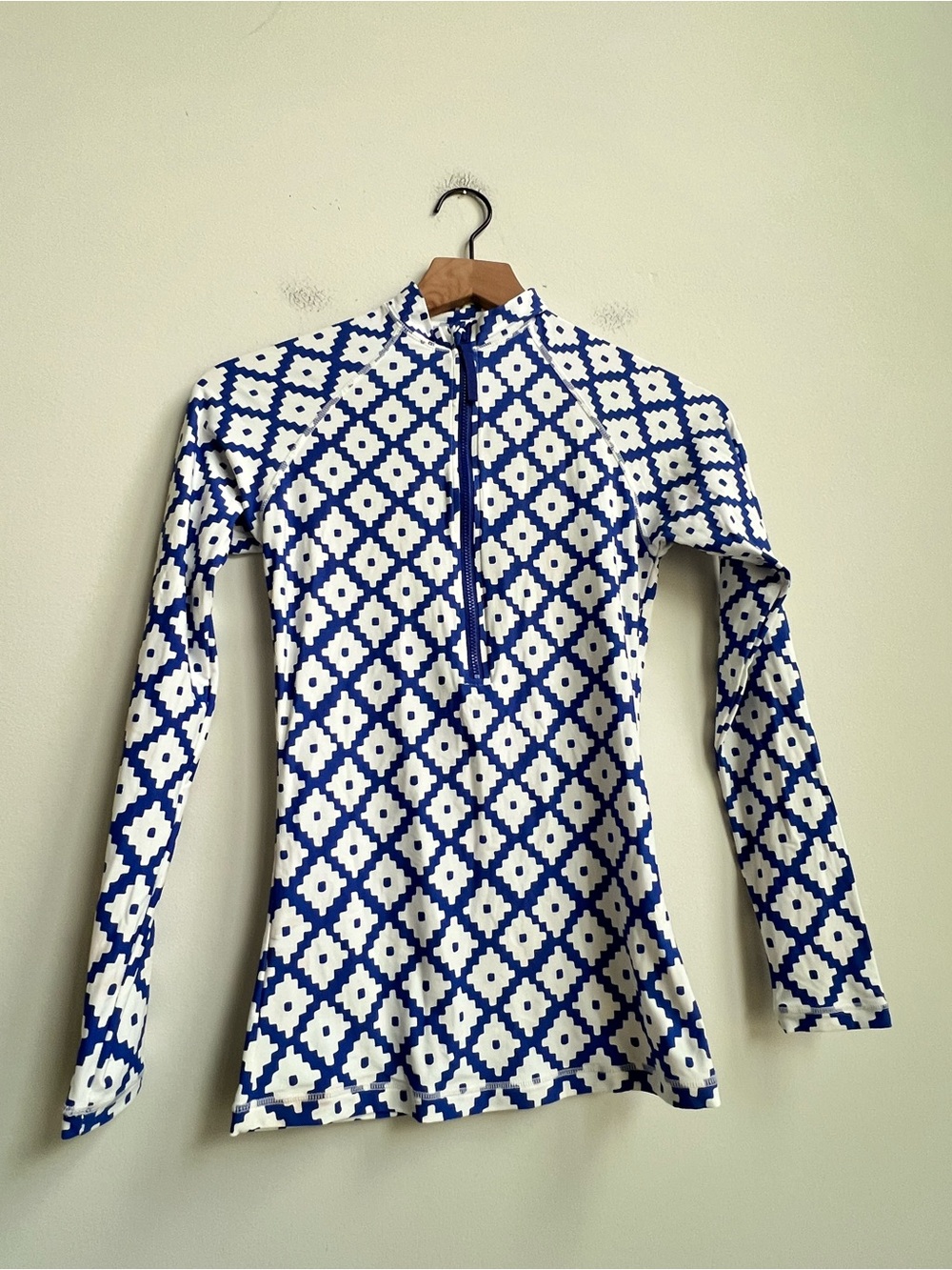 SZ Blockprints™ X J.Crew long-sleeve rash guard 1/2 Zip Small Geometric Beach - Picture 4 of 13
